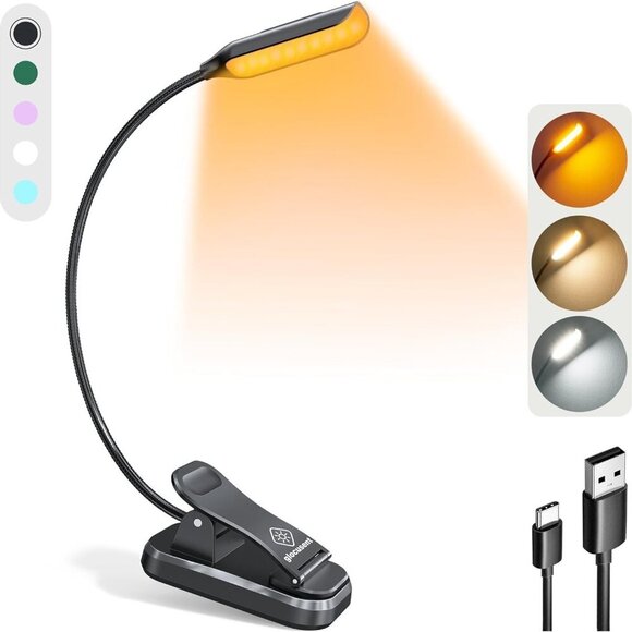 Willow Book Light for Reading in Bed, 10LED Bright Reading Light, 3 Colors & 3 B - Picture 1 of 6